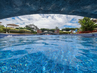 Beautiful view of the Resort pool and gardens 