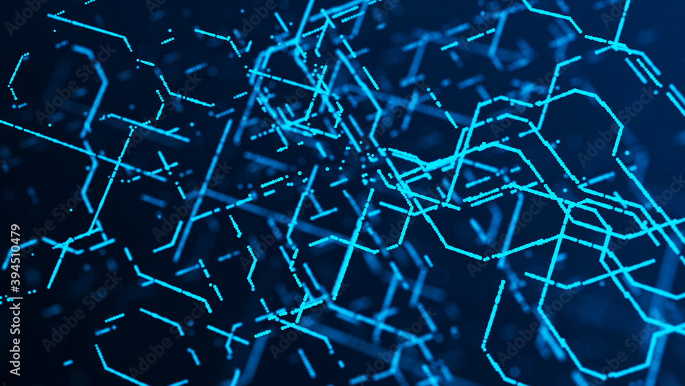 Poster blockchain technology concept. abstract digital background. big data visualization. technological ba