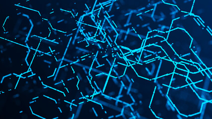 Blockchain technology concept. Abstract digital background. Big data visualization. Technological background. 3d rendering.