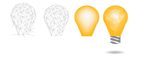 lamp polygon step drawing , geometric shape , vector art and illustration.