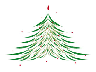 Green Christmas tree as symbol of Happy New Year. Merry Christmas holiday celebration. Sparkle light decoration. Bright shiny design illustration