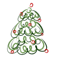 Green Christmas tree as symbol of Happy New Year. Merry Christmas holiday celebration. Sparkle light decoration. Bright shiny design illustration