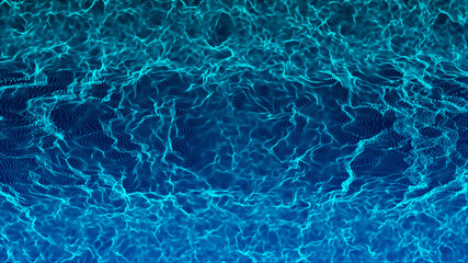 Wave 3d. Wave of particles. Abstract Blue Geometric Background. Big data visualization. Data technology abstract futuristic illustration. 3d rendering.