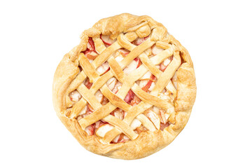 apple pie isolated on a white background. studio shot. homemade cooking concept. cut out thanksgiving symbol