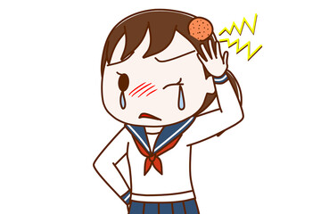 ぶつけてたんこぶが出来た女子学生