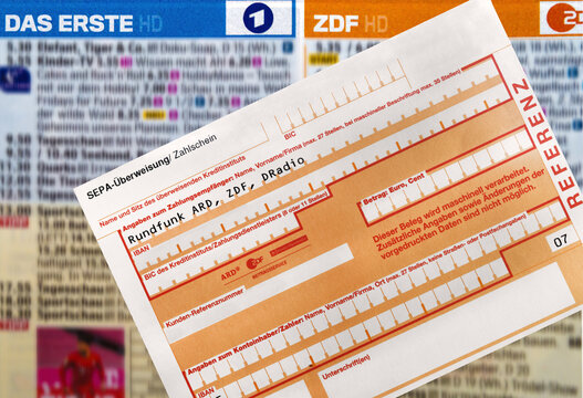 Bank transfer form for german radio and tv. Radio licence fees for ARD, ZDF and german radio. Rundfunkgeb&uuml;hren f&uuml;r ARD, ZDF und deutschen H&ouml;rfunk.
