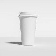 Coffee Cup Isolated On White. Abstract Image of White Painted Take Away Coffee Cup, Isolated Against White. 3d Rendering.