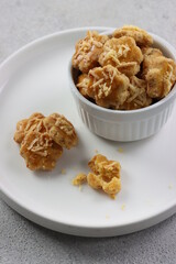 Kastengel or Dutch-Indonesian cookies is the name of cheese cookies which usually served every Eid Mubarak in Indonesia. The taste is salty but people like it.