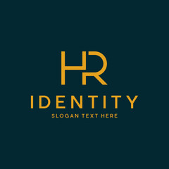 Obraz premium HR or H R letter alphabet logo design, letter HR linked geometric design logo vector