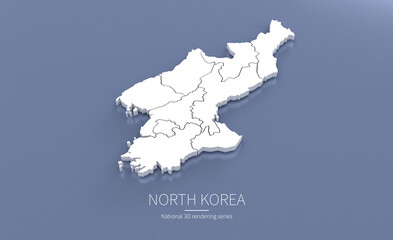 North Korea Map 3d. National map 3D rendering set in Asia continent.