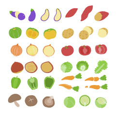野菜のシンプルな手描き風ベクターイラストセット
