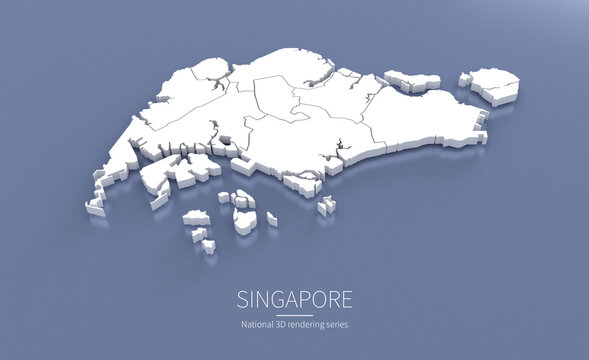 Singapore Map 3d. National map 3D rendering set in Asia continent.