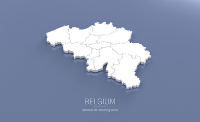 Belgium Map 3d. National map 3D rendering set in Europe continent.