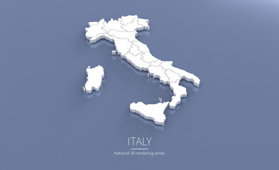 Italy Map 3d. National map 3D rendering set in Europe continent.