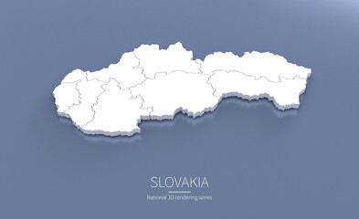Slovakia Map 3d. National map 3D rendering set in Europe continent.