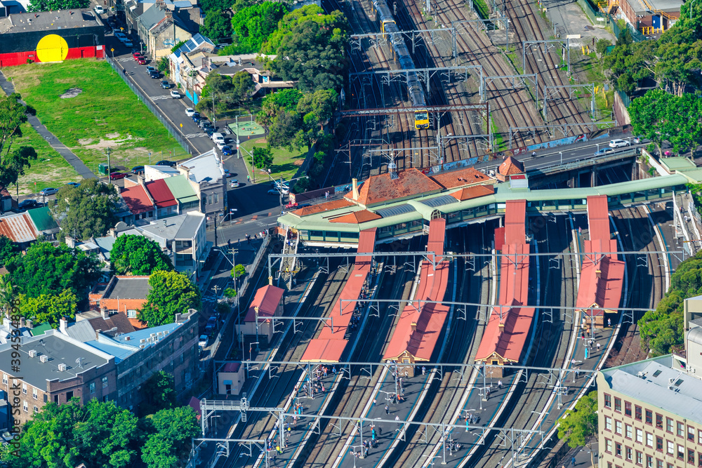 Wall mural Aerial view of Sydney train station, Australia