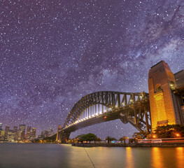Milky Way over Sydney Harbour Bridge, NSW, Australia