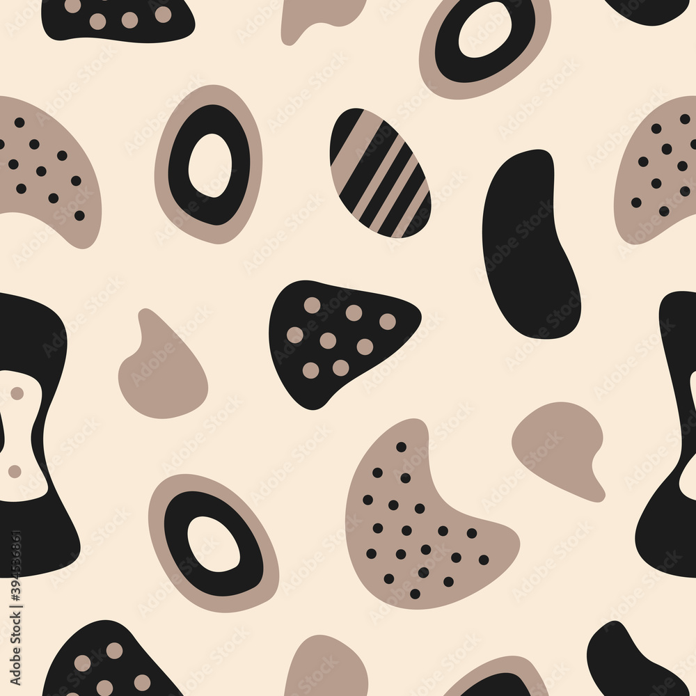 Fototapete vector seamless pattern of abstract geometric shapes in flat style on a beige background. trendy org
