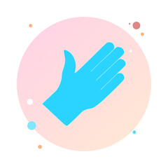 Medical gloves in circle icon. Protective rubber gloves in round icon for infographic, website or mobile app. Latex hand protection sign. Housework cleaning equipment symbol. Vector illustration.