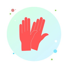 Medical gloves in circle icon. Protective rubber gloves in round icon for infographic, website or mobile app. Latex hand protection sign. Housework cleaning equipment symbol. Vector illustration.