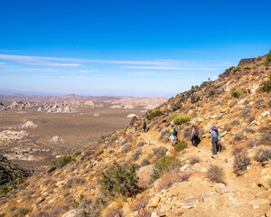 Hiking Ryan Mountain Trail in Joshua Tree National Park.