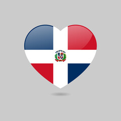 Vector Glossy Dominican Republic Flag Heart