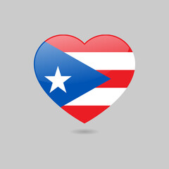 Vector Glossy Puerto Rico Flag Heart