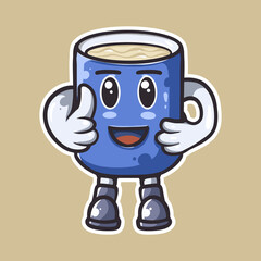 Cute mug mascot character vector illustration