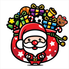 cute santa claus characters bring gifts