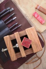 Still life scene of traditional Chinese seal carving art