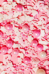 pink sugar sprinkles or confetti  closeup