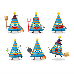 Halloween expression emoticons with cartoon character of blue party hat