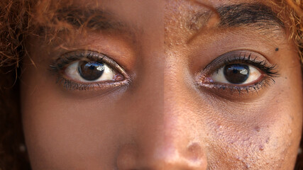 Close up, eyes of an African american black woman. High quality photo