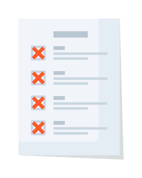 Paper Document Checklist With Red Reject And False Checkmark