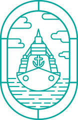 Obraz na płótnie Canvas Ship in sea vector illustration on white background with attractive colors.