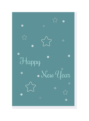 Happy new year greeting card with star and snow ball design