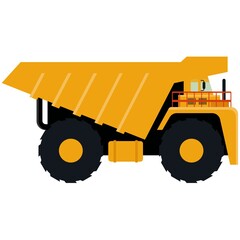 Dump truck icon isolated on white background. Vector illustration. Heavy industrial tipper truck isolated onwhite background.