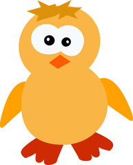 cute little yellow chicken, baby chicken, vector drawing, isolate on white background