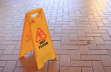 Beware of slippery floors. Caution wet floor warning