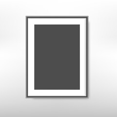 Black picture frame. Realistic empty black picture frame mockup. Vector