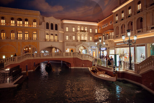 Las Vegas,Nevada,USA –May 2014: Photo of Venezia Hotel interior. The Venetian Las Vegas is a luxury hotel and casino resort located on the Las Vegas Strip in Paradise, Nevada, United States, on the si