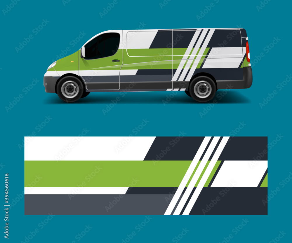 Wall mural graphic abstract wave designs for wrap vehicle, race car, branding car. pick up truck and cargo van 