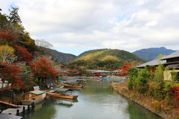 京都嵐山周辺の景色（秋・紅葉）