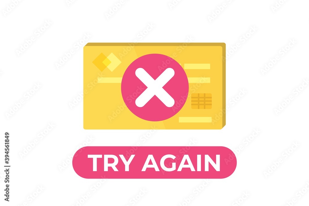 Poster payment error info message on smartphone. customer cross marks failure. vector illustration.