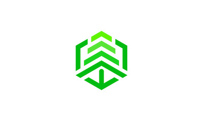 Creative Vector Illustration Logo Design. Leaves Leaf Tree Building Real Estate Logo Concept.