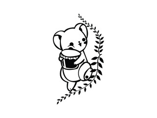 Obraz premium Cute Bear Icon Vector illustration. Honey Baby bear cartoon characters symbol. Teddy sign, emblem isolated on white background, Flat style for t-shirt graphic and silhouette, logo. EPS10. 