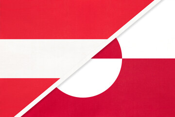 Austria and Greenland, symbol of national flags from textile.