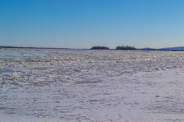 frozen lake in winter