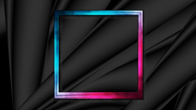 Blue purple neon square frame on black smooth background. Seamless looping. Video animation Ultra HD 4K 3840x2160