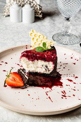 cheesecake with berry sauce